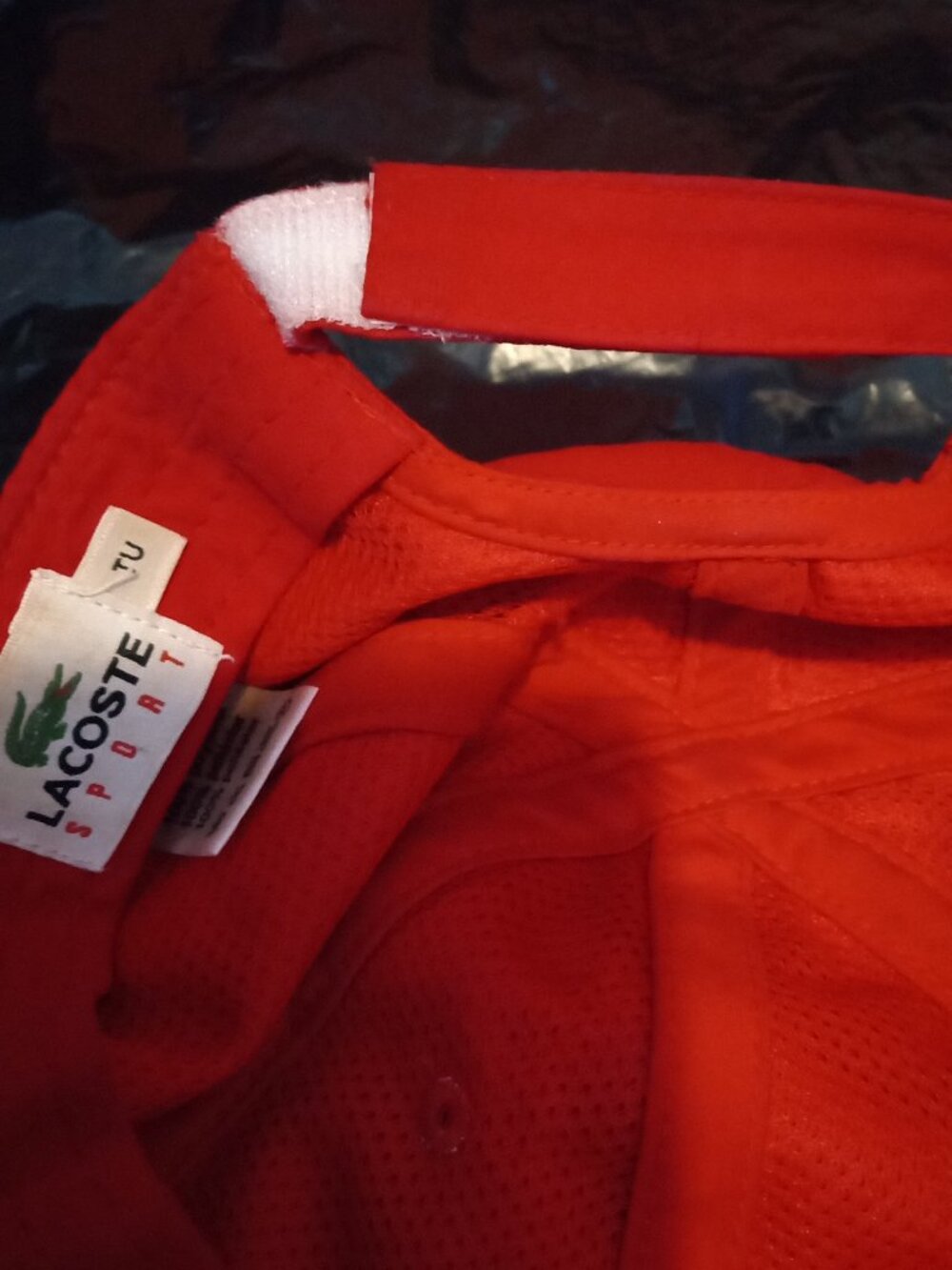 Red Lacoste Velcro SnapBack Hat - Picture 3 of 4